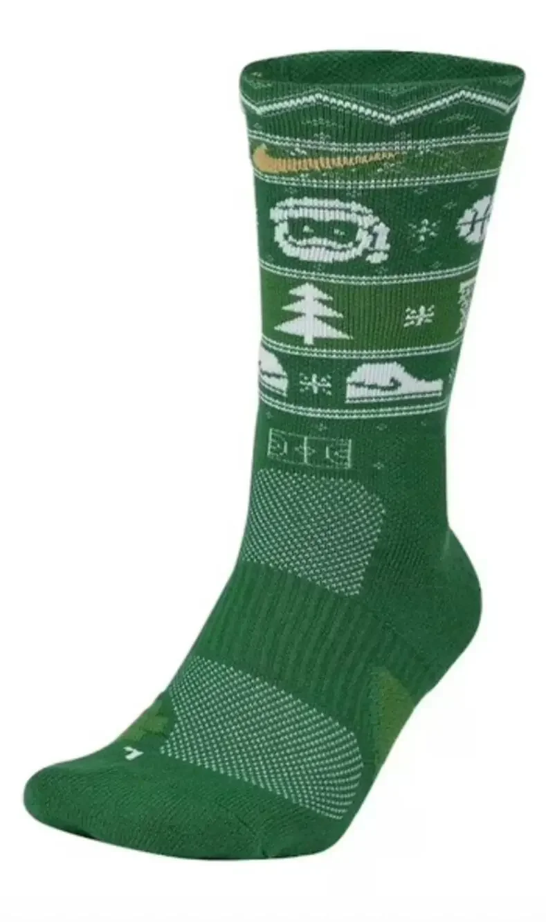 Nike Elite Christmas Crew Socks Clover White Gold